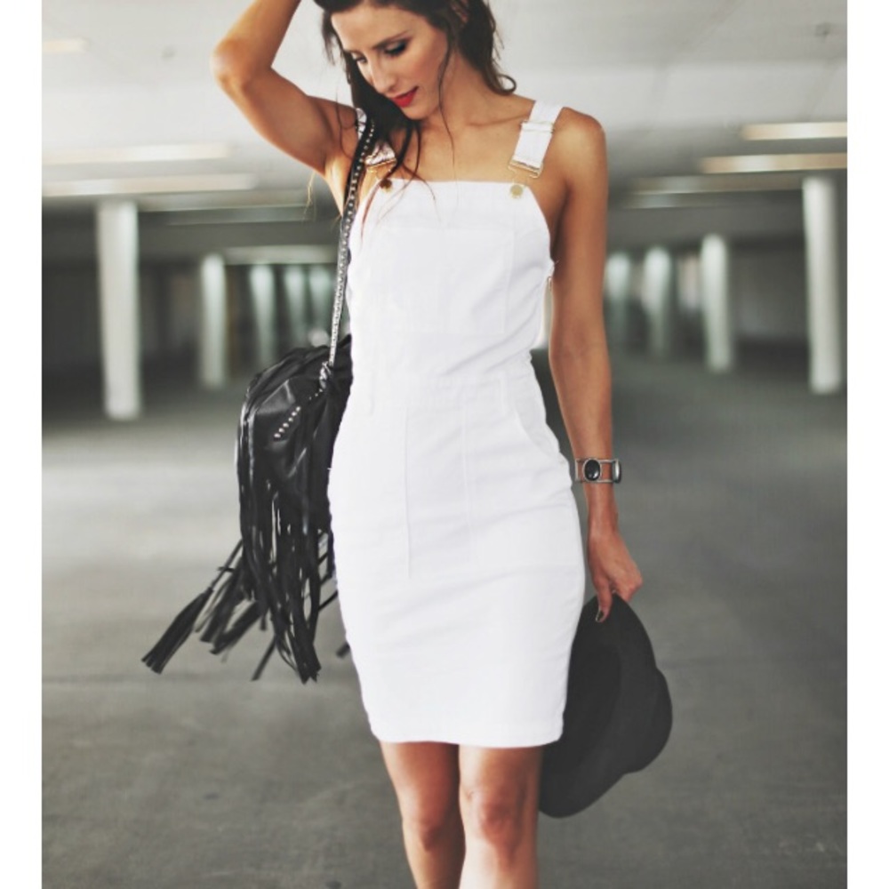 Frame denim Le high waist white overall jumper XS